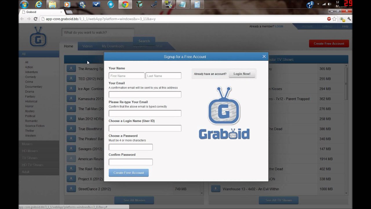 Create graboid account free password